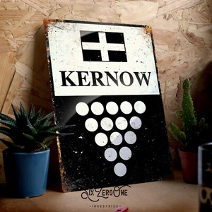 Kernow One and all Metal Sign. Vintage worn rusty look print Cornish Flag Piran - Picture 1 of 6