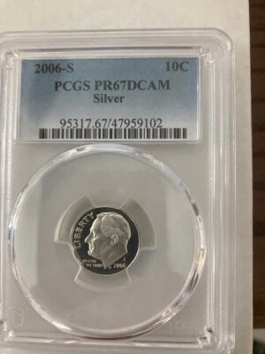 DIME - 2006 S Roosevelt Dime Graded PR67 DCAM SILVER - Image 1 of 4