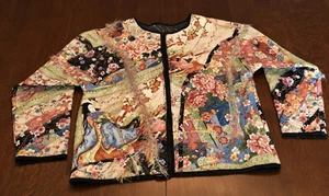 Handarbeit Steppmantel Jacke Patchwork verziert asiatisch orientalisch Print Blumen - Bild 1 von 10