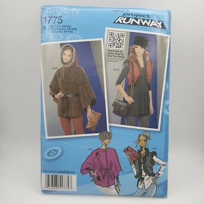 Simplicity 1775 Misses Cape Vest Hat Hood Bag Clutch Pattern Size XS-XXL Uncut - Image 1 of 4