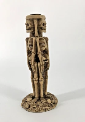 VERONESE Standing 3 Skeletons hold 1 Taper Candle Holder