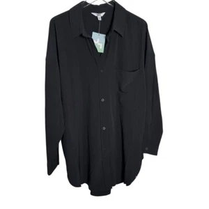 JoyLab Women's Black Long Sleeve Loose Fit Woven Blouse button down shirt sz XXL - Picture 1 of 8