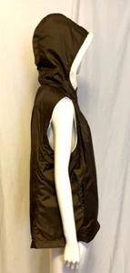 Athleta Reversible Hoodie Vest Jacket Zips Plush White Fleece& Brown L/XL 4 pkts - Picture 1 of 10