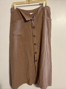 Pantalones de mezclilla tribales falda larga marrón tostado botón delantero para mujer talla 10 - Imagen 1 de 5