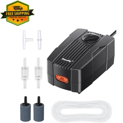 Bomba de aire para acuario Pawfly bomba de oxígeno para tanques de peces de 10-200 galones cubos doble O Foto 1 de 4