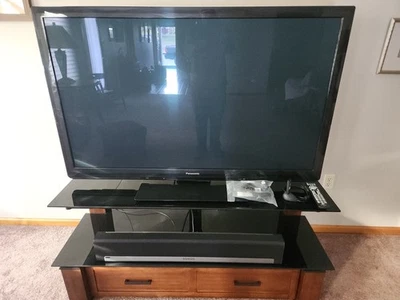 Panasonic Viera 55” Plasma TV + Contemporary Stand + Remote - Image 1 of 4
