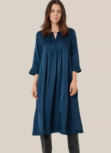 Masai Copenhagen MaNadyne 3/4 sleeve midi Sateen Dress Nadyne Medium blue new j4 - Picture 1 of 7