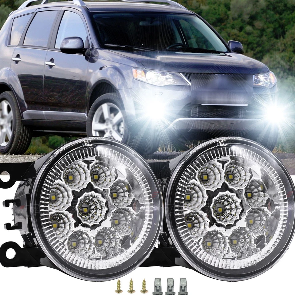 Faros antiniebla LED blancos transparentes para parachoques delantero 6000K para Mitsubishi Outlander 2007-2009 Foto 1 de 4