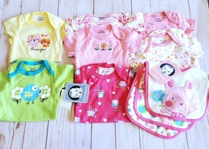 New Baby Girl Clothes Gerber Newborn Size 0-3 Months Onesies Short Sleeves 10pc - Picture 1 of 4