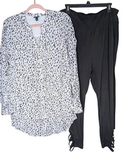 Torrid Emma Babydoll Challis Leopard Print Tunic + Black Leggings 3X OUTFIT - Picture 1 of 12