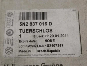NEW GENUINE VW TIGUAN 5N 2009-2018 O/S FRONT DOOR LOCK 5N2837016N 5N2837016F - Picture 1 of 5