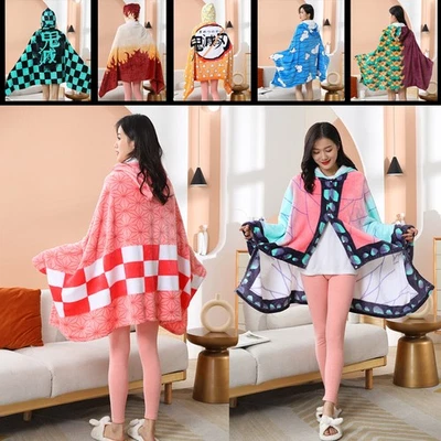 Anime Demon Slayer Cloak Cosplay Blanket Tanjirou Zenitsu Giyuu Hooded Cloak New