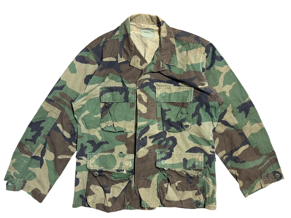 US Army BDU Jacket Mens Medium Short Woodland Camo Ripstop Hot Weather USGI Coat - Image 1 of 4