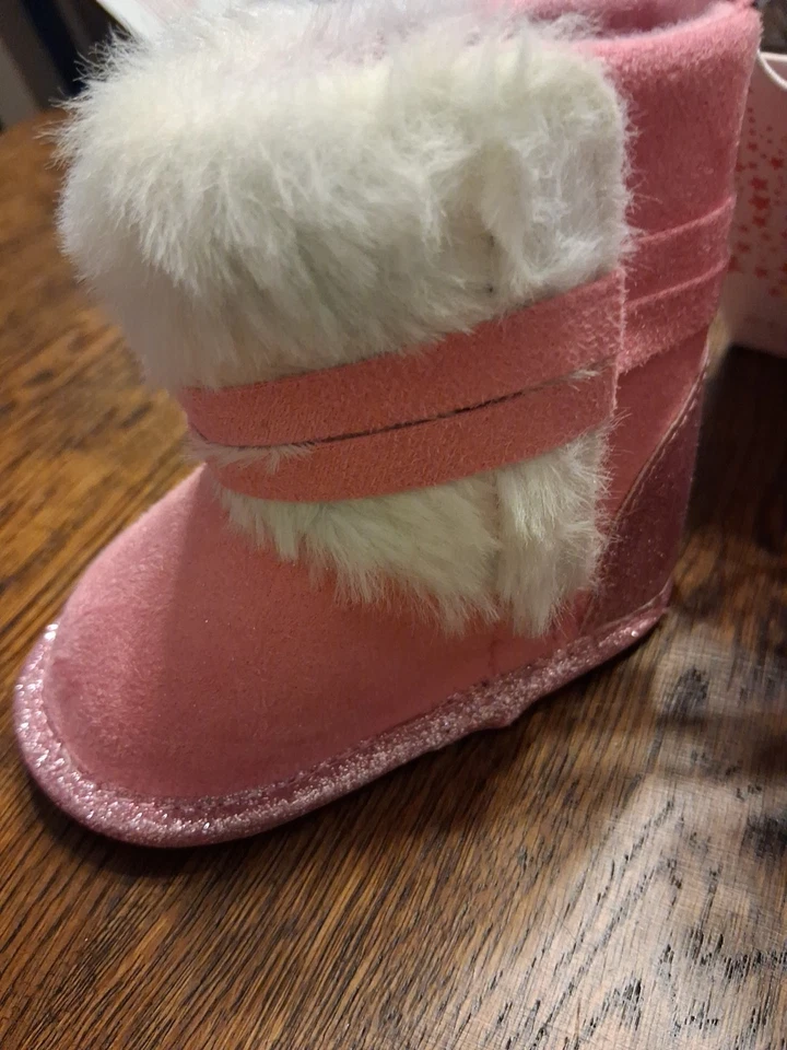 Bebé Niñas Botas Piel Rosa Y Blanco Talla 4 (9-12M) Foto 1 de 3