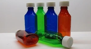 Graduierte ovale Flaschen/CR-Verschlüsse 16 Unzen Größe 3 Farben Medizin Kunststoff 6er-Packung - Bild 1 von 1