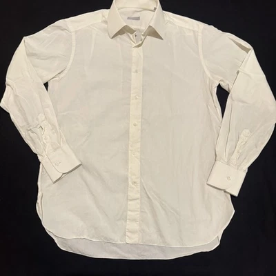 Camisa Stefano Ricci Para Hombres Marfil Blanco Vestido Botón Delantero Hecha en Italia Algodón Foto 1 de 4