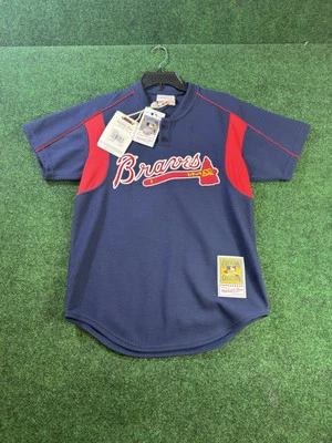 Camiseta deportiva para hombre Mitchell & Ness Greg Maddux azul marino Atlanta Braves BP talla pequeña Foto 1 de 4