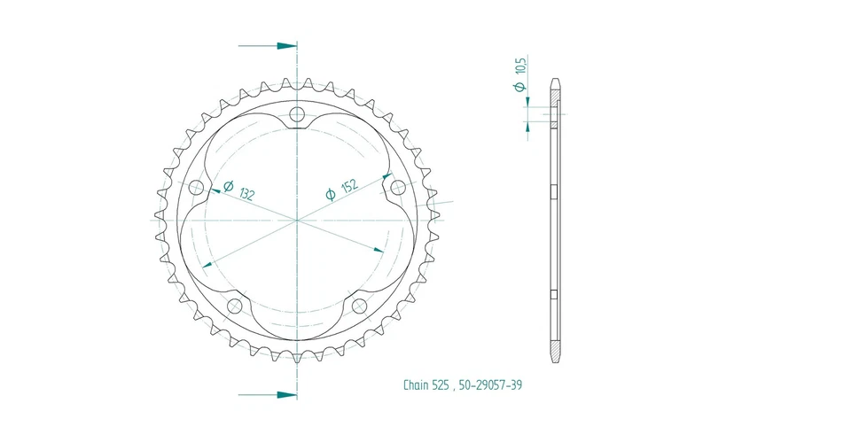 Esjot Stahl Kettenrad 39 Zähne 525 Teilung | 50-29057-39 - Bild 1 von 1