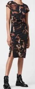 AllSaints Hatti Tydy Snap Stud Ruched Bodycon Dress Size 10 - Picture 1 of 17