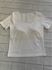 Camisa Lululemon 12 Ebb To Street Blanca Manga Corta Top Sujetador Acolchado Pullover - Imagen 1 de 15
