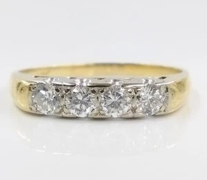 Anillo de oro amarillo de 14 quilates con diamantes de 0,50 quilates talla 9,75 circonitas - Imagen 1 de 6