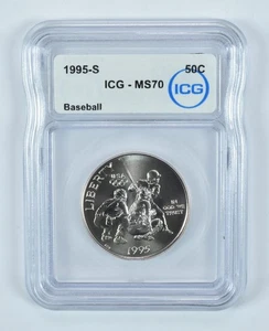 1995-S Olympic Baseball Commemorative Half Dollar MS70 ICG *9886 - Picture 1 of 5