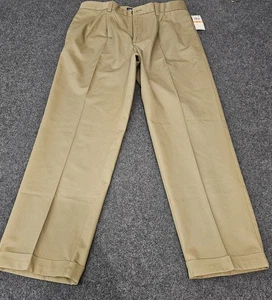 Pantalones IZOD Para Hombre Talla 33x30 Caqui Sol Madison Chino Calce Clásico Doble Pliegue  - Imagen 1 de 10