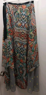 Maxi Falda Abitart Vanessa Foglia 42 (US 6) Hecha en Italia Multicolor Gasa Foto 1 de 4