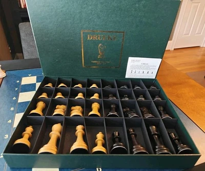 Juego de Ajedrez Drueke Raro Lujo Staunton 32 Piezas 4" Peso King Foto 1 de 4