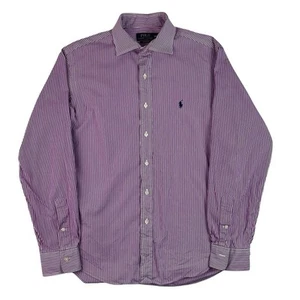 Men’s Ralph Lauren Pinstripe Long Sleeve Shirt Purple Large 16.5” Collar - Picture 1 of 5