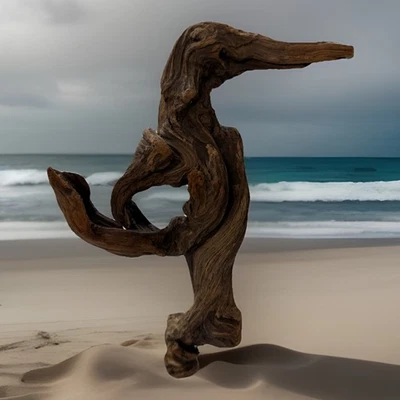 Natural Driftwood Sculpture Rustic Shorebird Duck Hudson River New York NY 9” - Image 1 of 4