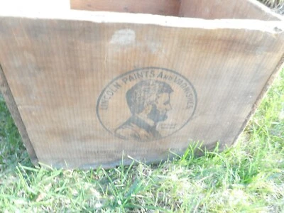 Antique RARE ABRAHAM LINCOLN PAINT ENAMEL Wood Advertising Shipping Box Crate - Image 1 of 4