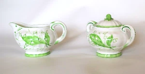 Maiglöckchen Maiglöckchen Milchkännchen Zuckerdose Italien weiß Keramik Handmalerei - Bild 1 von 4