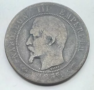 1855 A France 10 Centimes Coin - Bronze - Ten - French Coin - Free Shipping - Picture 1 of 4