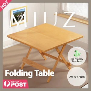 MIUZ Dining Table Foldable Bamboo Table Folding Desk Portable Table Living Room - Picture 1 of 7