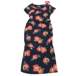 Isabel Maternity Size M Short Sleeve Fitted Midi Dress Floral Navy - Picture 1 of 11