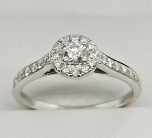18ct White Gold 0.25ctw Diamond halo engagement ring - Picture 1 of 14
