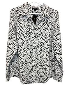 Alfani Women's White/Black Printed Button Down Shirt ~ Size Large - Picture 1 of 8