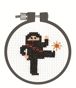 'Kid Stitch' Cross Stitch Kit ~ Ninja EASY FOR KIDS & BEGINNERS #021-1954 - Picture 1 of 3