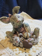 Sarah's Attic 1990 Cookie The Rabbit Playing With Her Kitten Figurine