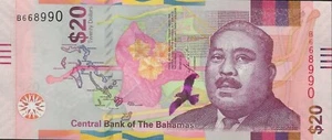 Banknote 20 Dollars im Umlauf 2018. Bahamas 20 Dollar Währung BSD Schein Scheine - Bild 1 von 2