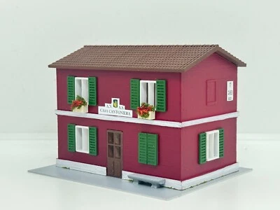CASA CANTONIERA A.N.A.S rosso pompeano ARTIGIANALE, illuminata Scala HO 1:87 - Immagine 1 di 4