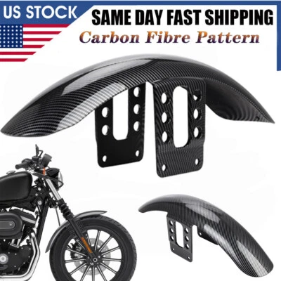 Carbon Fibre Mudguard Front Fender For Harley Sportster 1200 883 XL1200 1988-24 Foto 1 de 4