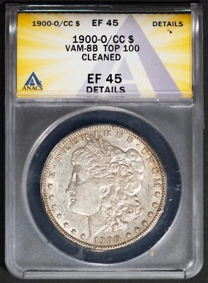 1900-O/CC $1 Silver Morgan Dollar EF-45 Details Vam 8B ANACS # 7667052 + Bonus - Image 1 of 2