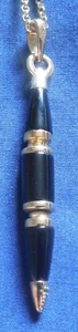 DESIGNER STERLING 12 Green STONES & BLACK Cylinders MANUFACTURED PENDANT Chain - Picture 1 of 6
