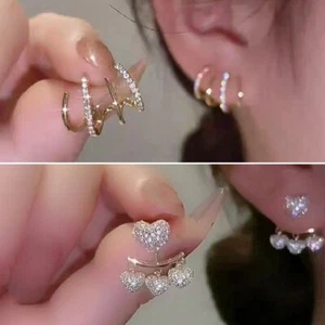 Fashion 925 Silver Crystal Zircon Flower Earrings Stud Wedding Women Jewelry - Picture 1 of 115