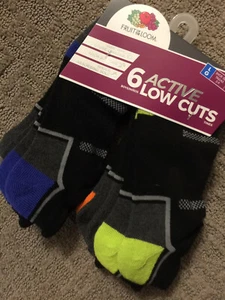 Fruit of the Loom Boy’s 6 Active Low Cuts, Shoe Size Large (3-9), Multi-color - Picture 1 of 3