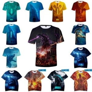 Kids Boys Godzilla Monster 3D Print Casual Short Sleeve T-shirt Top Tee 2-12Y UK - Picture 1 of 33
