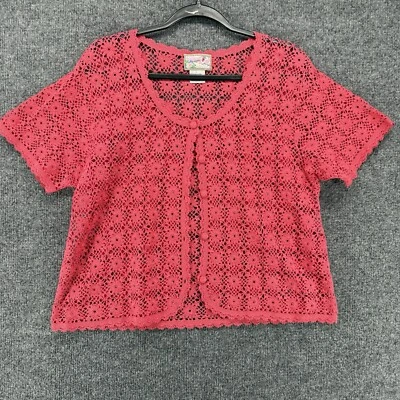 Cárdigan Suéter April Cornell Para Mujer L Crochet Coral Abotonado Boho Granny Core Foto 1 de 4