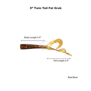 5" (with tail extended) Fat Scampi Twin Tail Perch Grub Soft Bait Root Beer lot - Picture 1 of 16